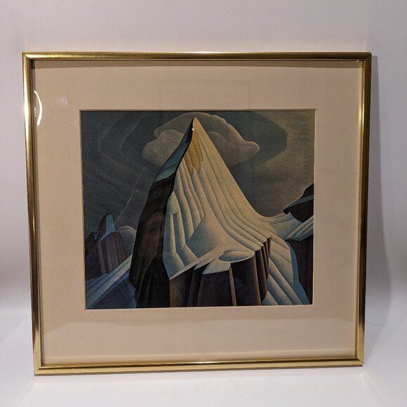 Framed Lawren Harris “Mount Lefroy” Print – Vintage 80s Metal Frame - Group of 7 - Picture 2 of 5